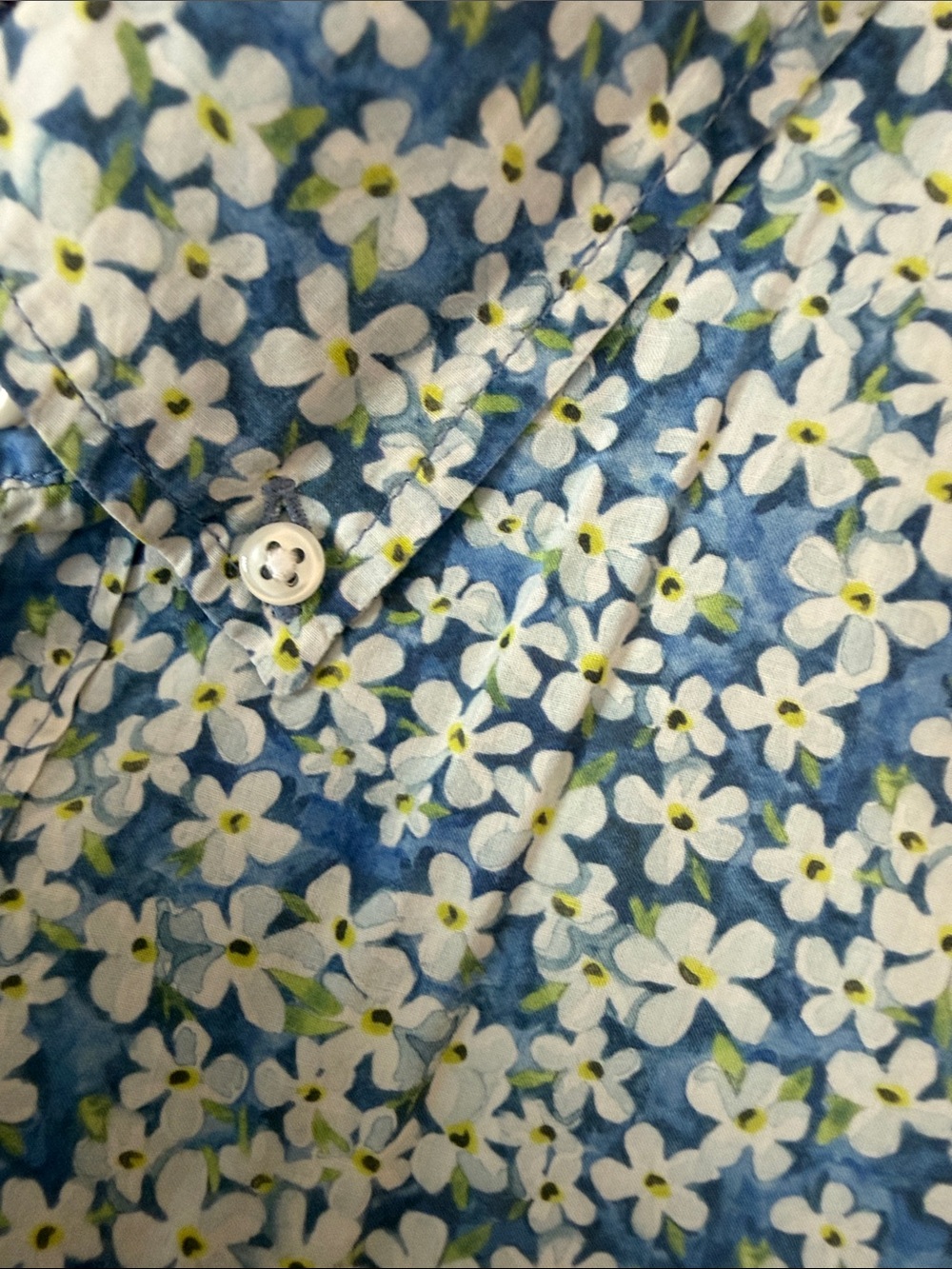 J. Crew Blue and White Floral Short-Sleeve Button-Down Shirt - Picture 3 of 6